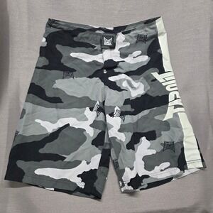 VTG Y2K Tapout MPS MMA Board Shorts Mens 32 Grey Camo Combat Training Shorts